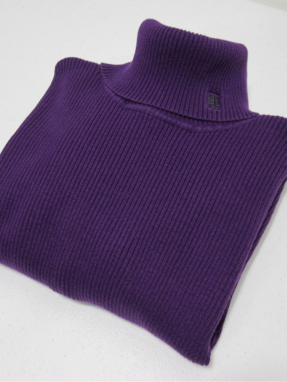 Lauren Ralph Lauren Purple Ribbed Turtleneck Sweater Size XL